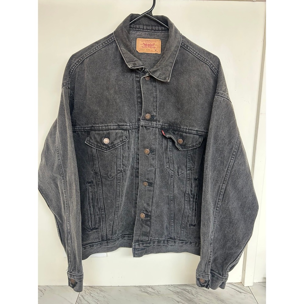 Levis Denim Trucker Jacket Mens Med Black 70507 0253 80’s USA Vintage Acid 1988